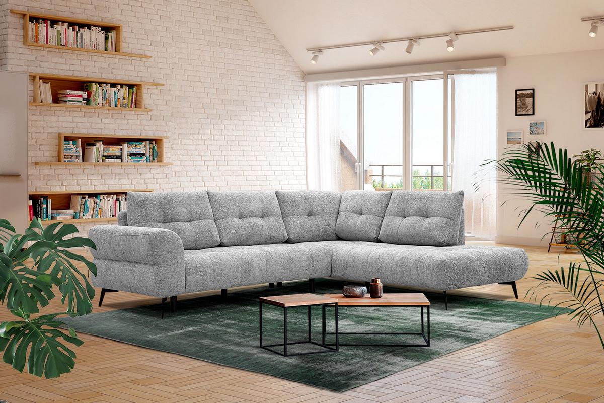 ECKSOFA SALVINI 5-Sitzer, grau - Schwarz/Grau, Holzwerkstoff/Textil (292/158cm) - Wozimo