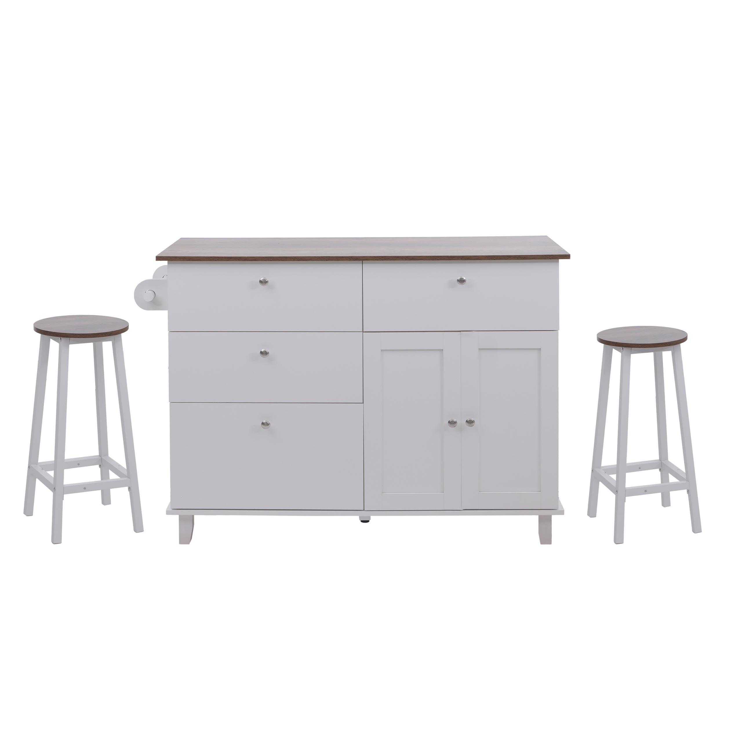 KÜCHENINSEL Weiß, Braun - Weiß/Braun, Holz (131/90/47cm) - MCW