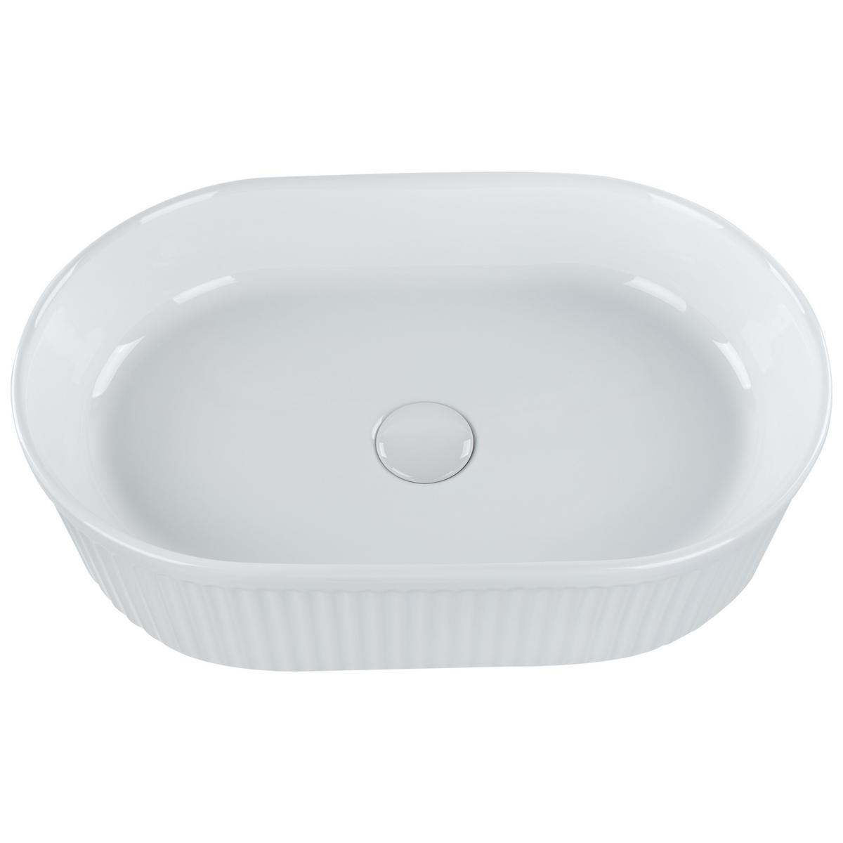 AUFSATZWASCHBECKEN Weiß 49/31 cm Keramik Geldo - Weiß, Keramik (49/13/31cm) - Beliani