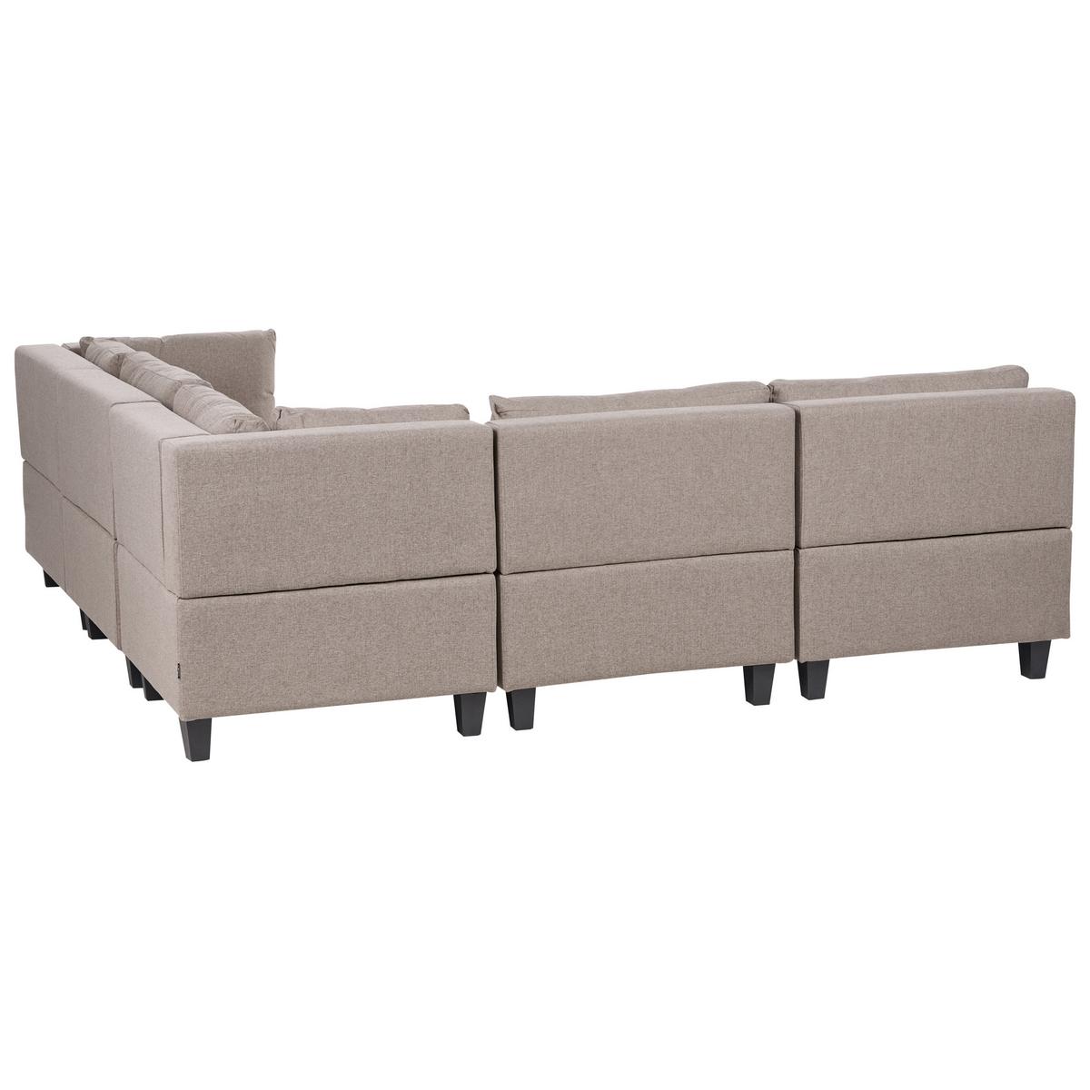 ECKFSOFA Modul 5-Sitzer linksseitig Braun Stoff mit Ottomane Unstad - Schwarz/Braun, Textil (228/228cm) - Beliani