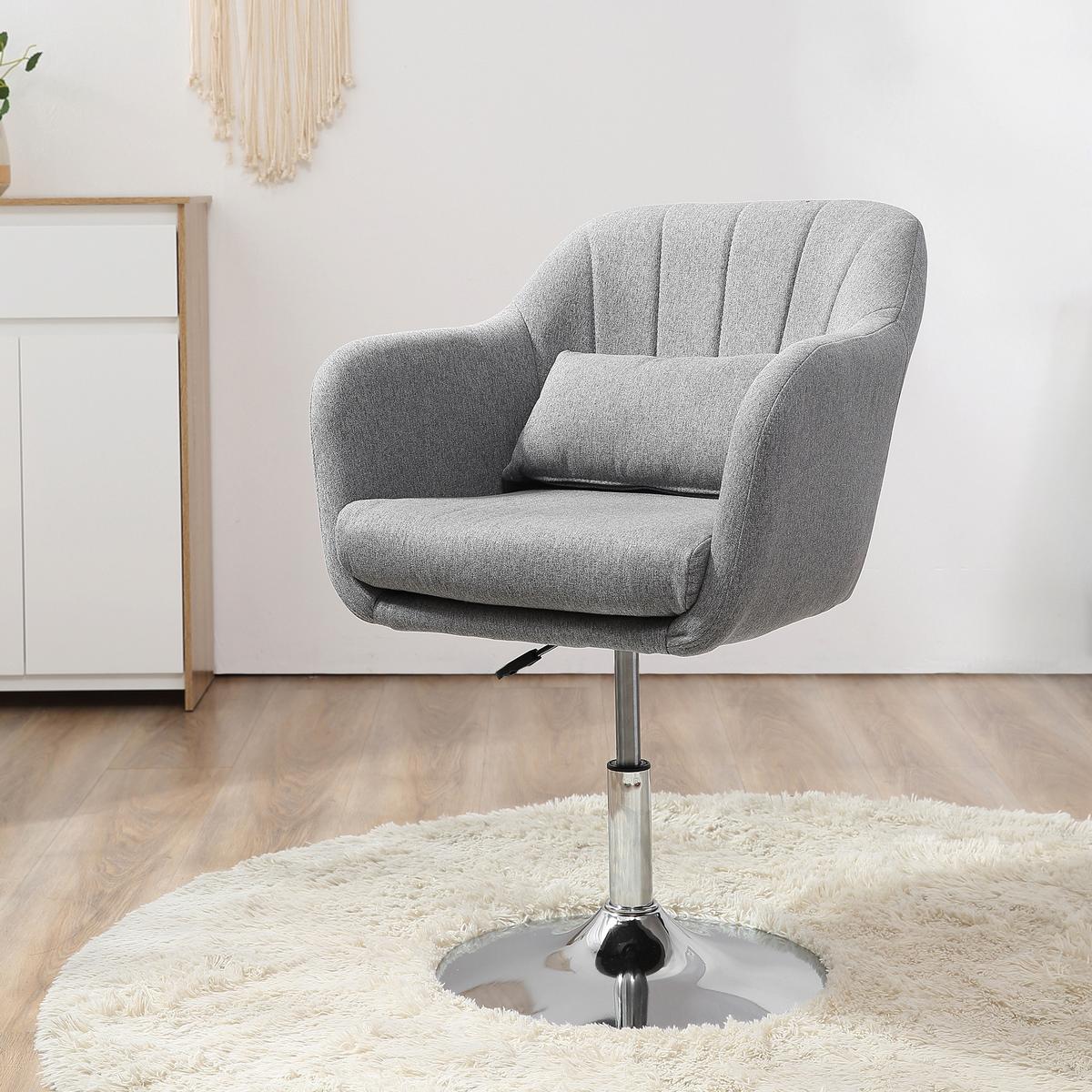 BÜROSTUHL Drehbar Höhenverstellbar Polyester Grau - Hellgrau, Kunststoff (60/91/60cm) - HOMCOM