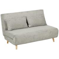 SCHLAFSOFA, Klappbett mit Bettfunktion, Rückenkissen, Polstersofa mit Samtoptik - Buchefarben/Grau, Buchenholz/Textil (90/81/141cm) - HOMCOM