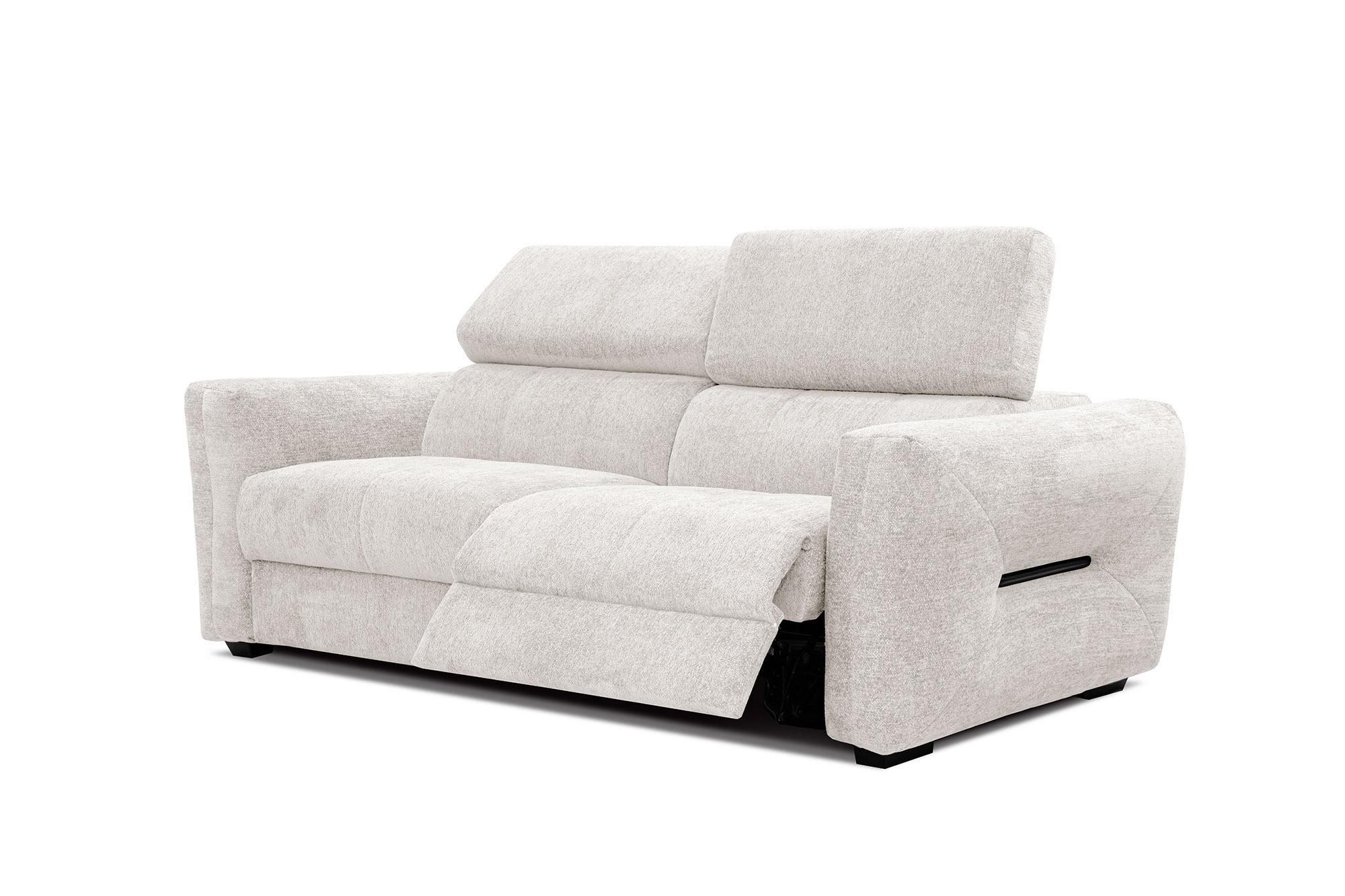 SOFA CALVERA 3-Sitzer mit 1 Relaxfunktion, weiß - Weiß, Holzwerkstoff/Textil (204/79/106cm) - Wozimo