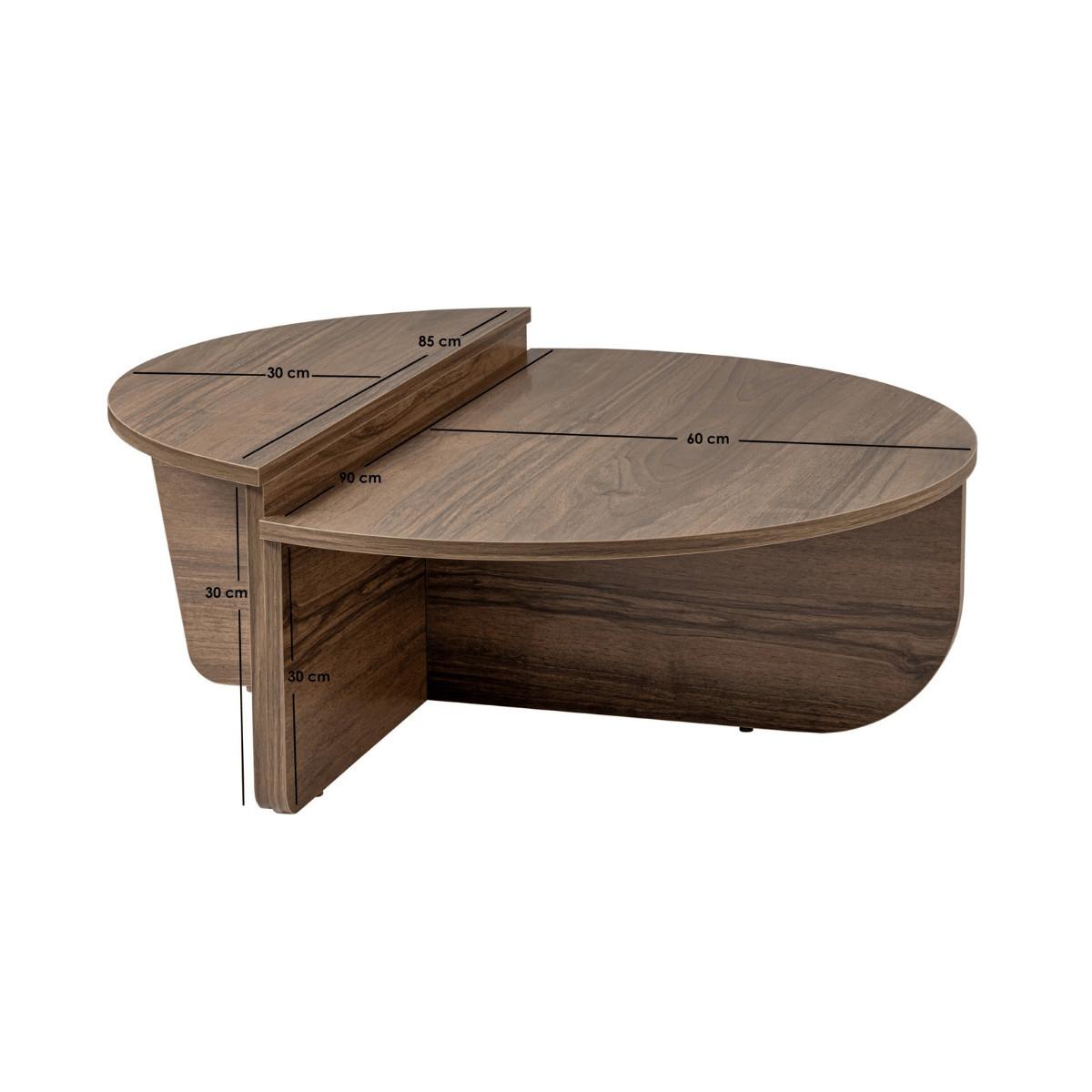 COUCHTISCH (2er-Set) orion 90/90/35 cm - Nussbaumfarben, Holzwerkstoff (9.5/90/35cm) - Calicosy