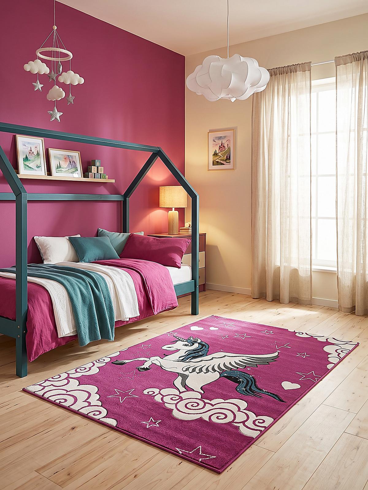 KINDERTEPPICH Kurzflor Sterne CASOLA Polypropylen Fuchsia 80 x 150 cm - Rosa, Textil (80/150cm) - KADIMA DESIGN