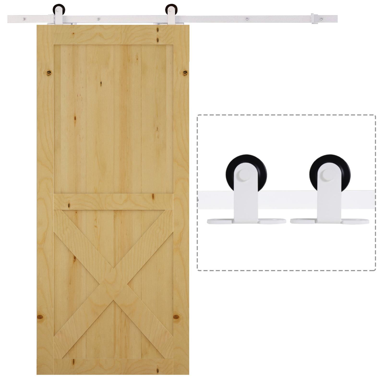 SCHIEBETÜREN-BESCHLAGSATZ 183 cm Komplett-Set mit Schienen, Rollen Weiß - Weiß, Metall (4/0.6/183cm) - HOMCOM