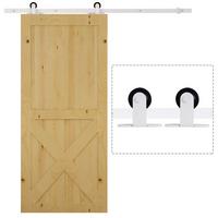 SCHIEBETÜREN-BESCHLAGSATZ 183 cm Komplett-Set mit Schienen, Rollen Weiß - Weiß, Metall (4/0.6/183cm) - HOMCOM