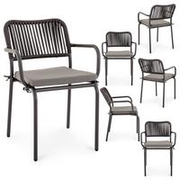 GARTENSTÜHLE VOLONTE 6er-Set grau - Grau, Textil (56/81/65cm) - IDIMEX
