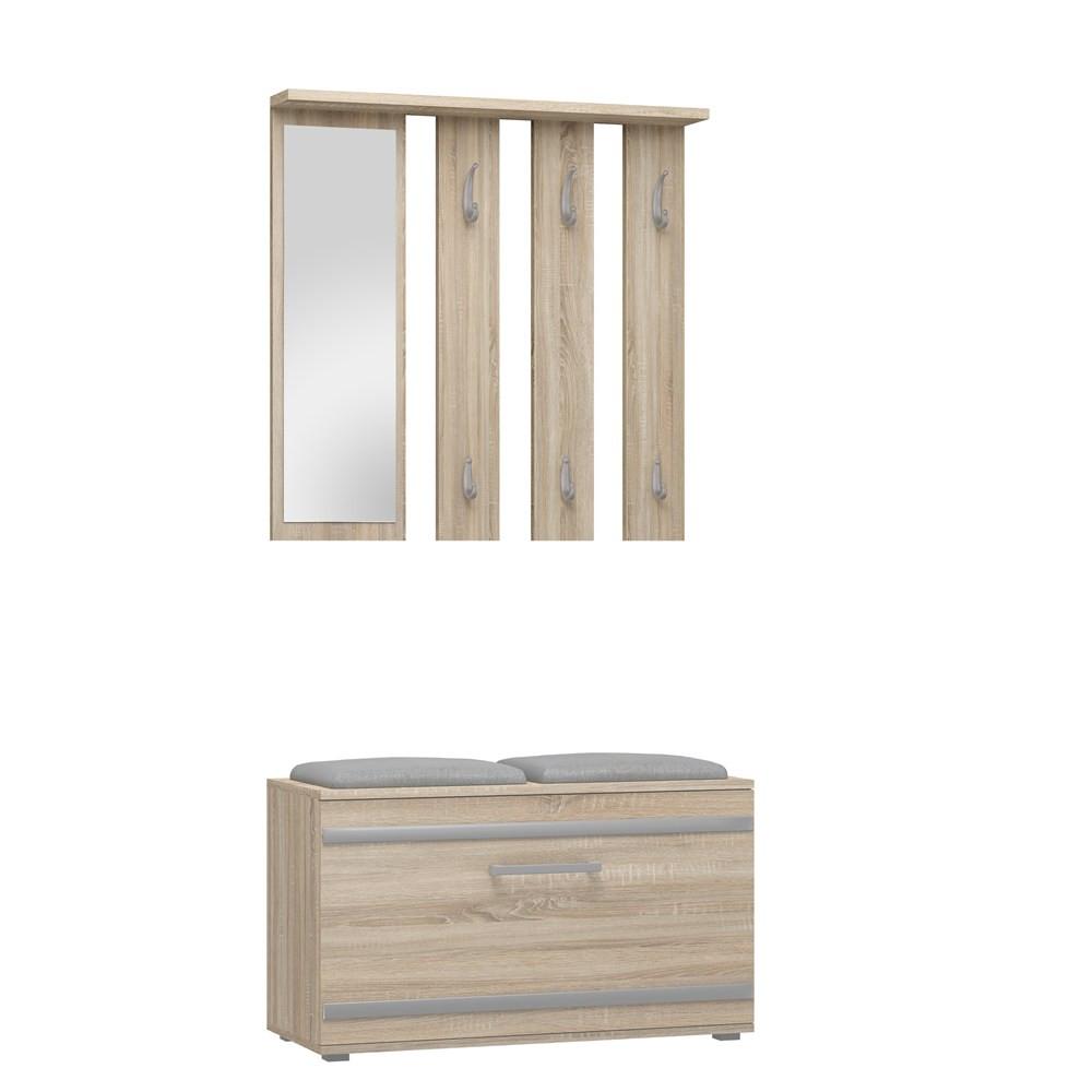 GARDEROBE praktisch Garderoben-Set mit Spiegel Sonoma 85/180/35 - Sonoma Eiche, Holzwerkstoff (85/180/35cm) - RAUMHIRSCH FURNITURE