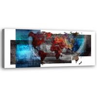 WANDBILD weltkarte komposition - Blau, Textil (90/30cm) - Feeby