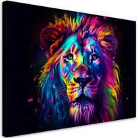 WANDBILD farbe neon portrait löwe ai - Multicolor, Textil (60/40cm) - Feeby