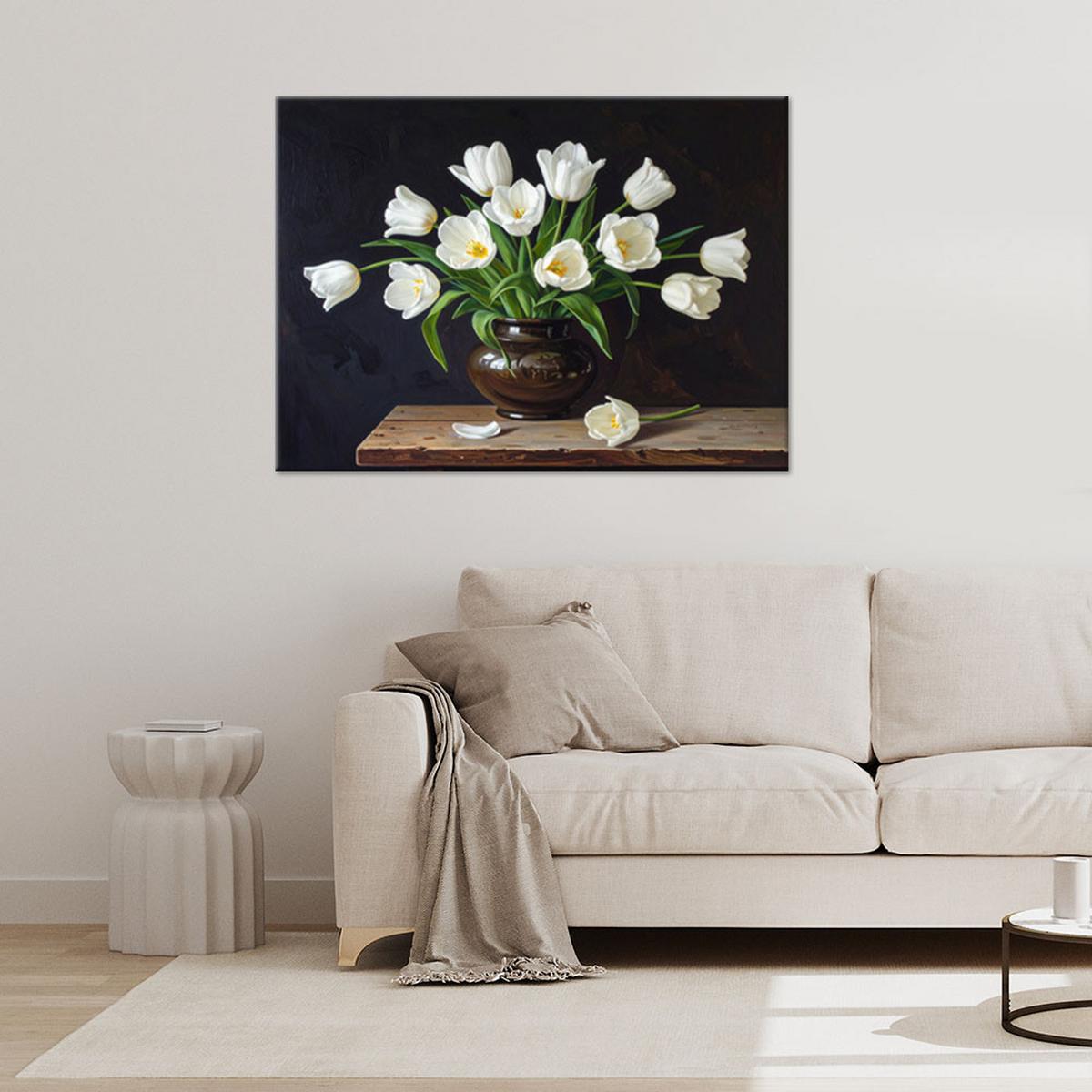 LEINWANDBILD Blumen 100x70cm - Weiß, Textil (100/70cm) - Feeby
