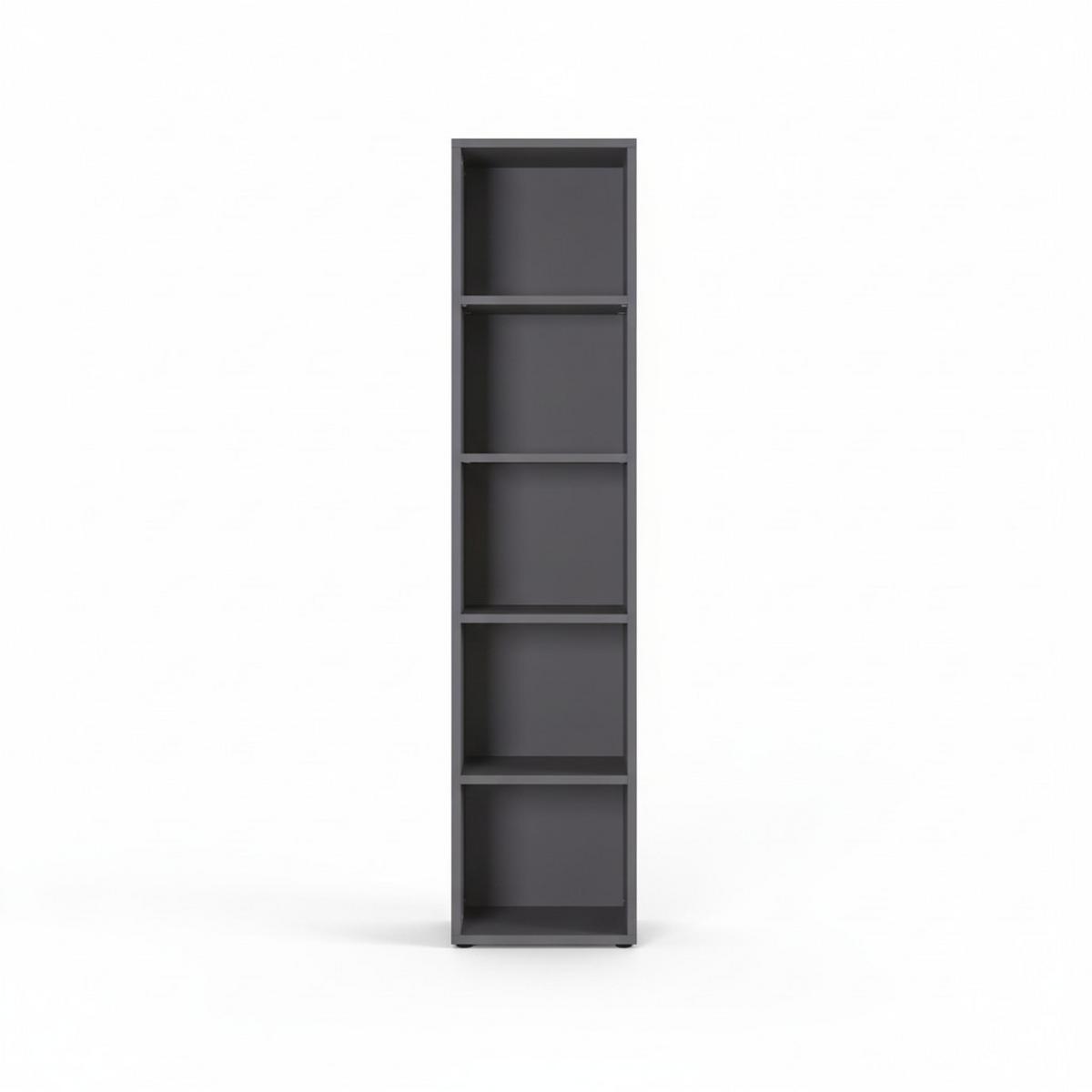 AKTENREGAL Universal FRANKFURT hoch 197cm, 5 Ordnerhöhen Graphit - Schwarz, Holzwerkstoff (45/197/40cm) - KADIMA DESIGN
