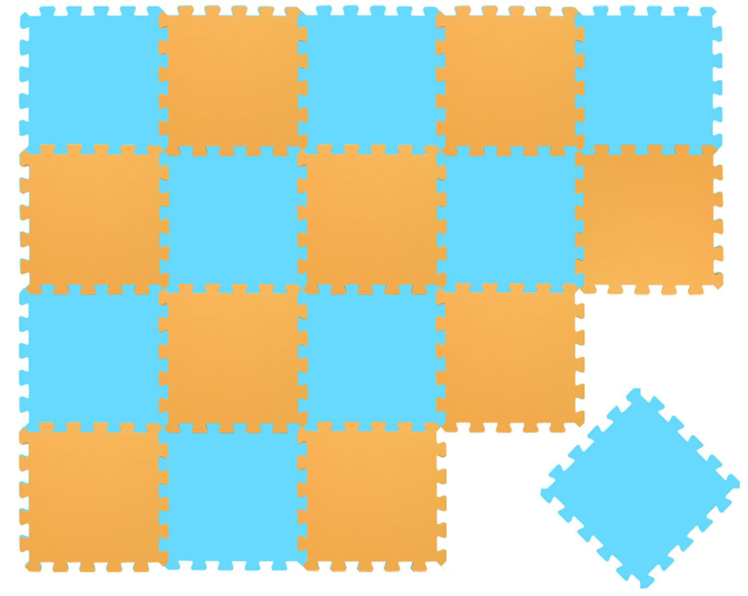 SPIELMATTE ab Null - 180/90/1 cm Puzzlematte Blau - Gelb/Hellblau, Kunststoff (30/30cm) - Littletom
