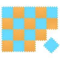 SPIELMATTE ab Null - 180/90/1 cm Puzzlematte Blau - Gelb/Hellblau, Kunststoff (30/30cm) - Littletom