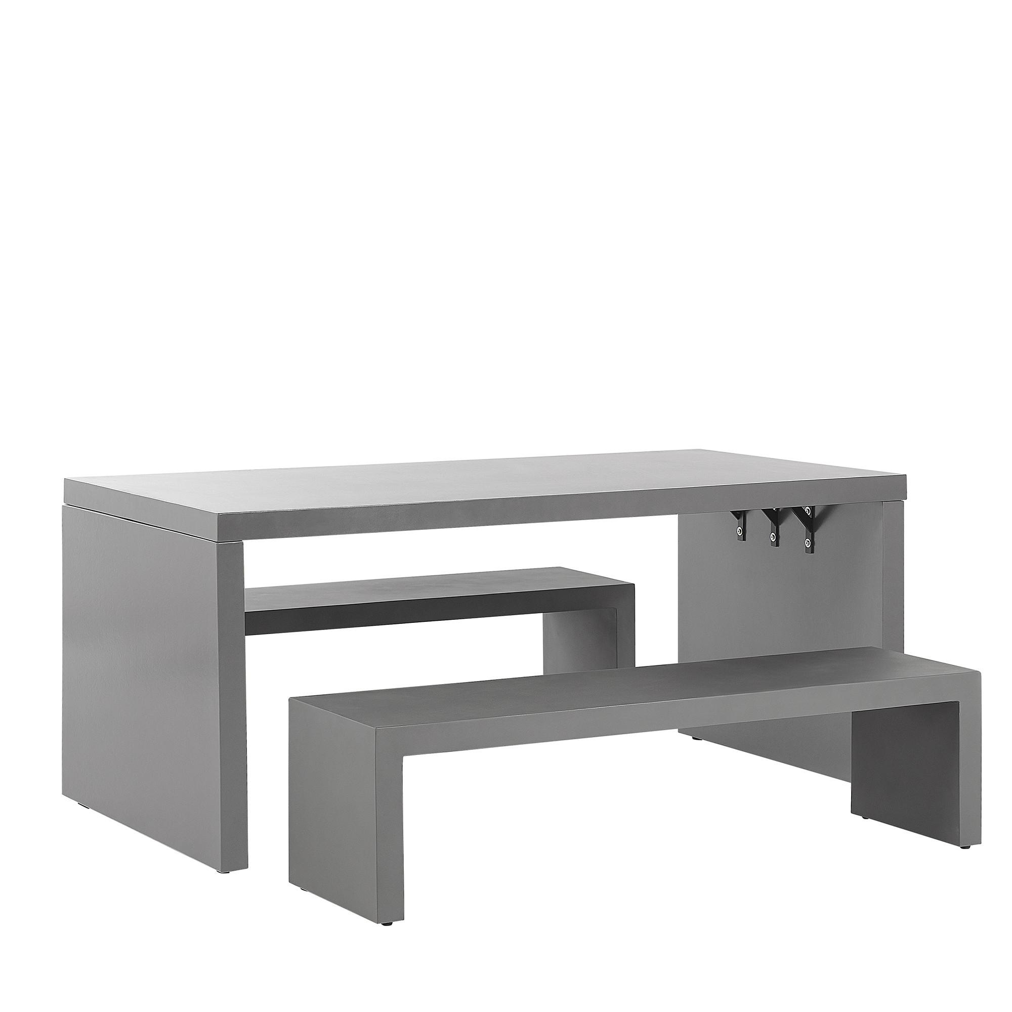 GARTENMÖBEL SET U-Form Beton grau Tisch mit 2 Bänken Taranto - Grau, Stein - Beliani