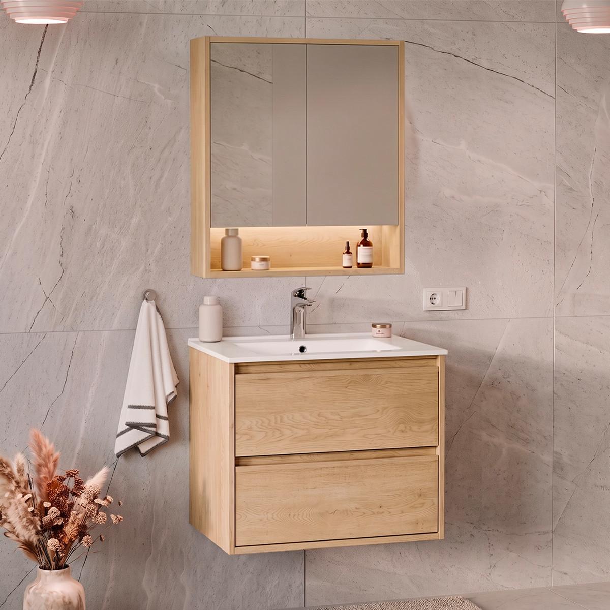 BADMÖBEL 61cm Edmé 2er-Set Holz - Braun, Holzwerkstoff (61/52/46cm) - Petits-meubles