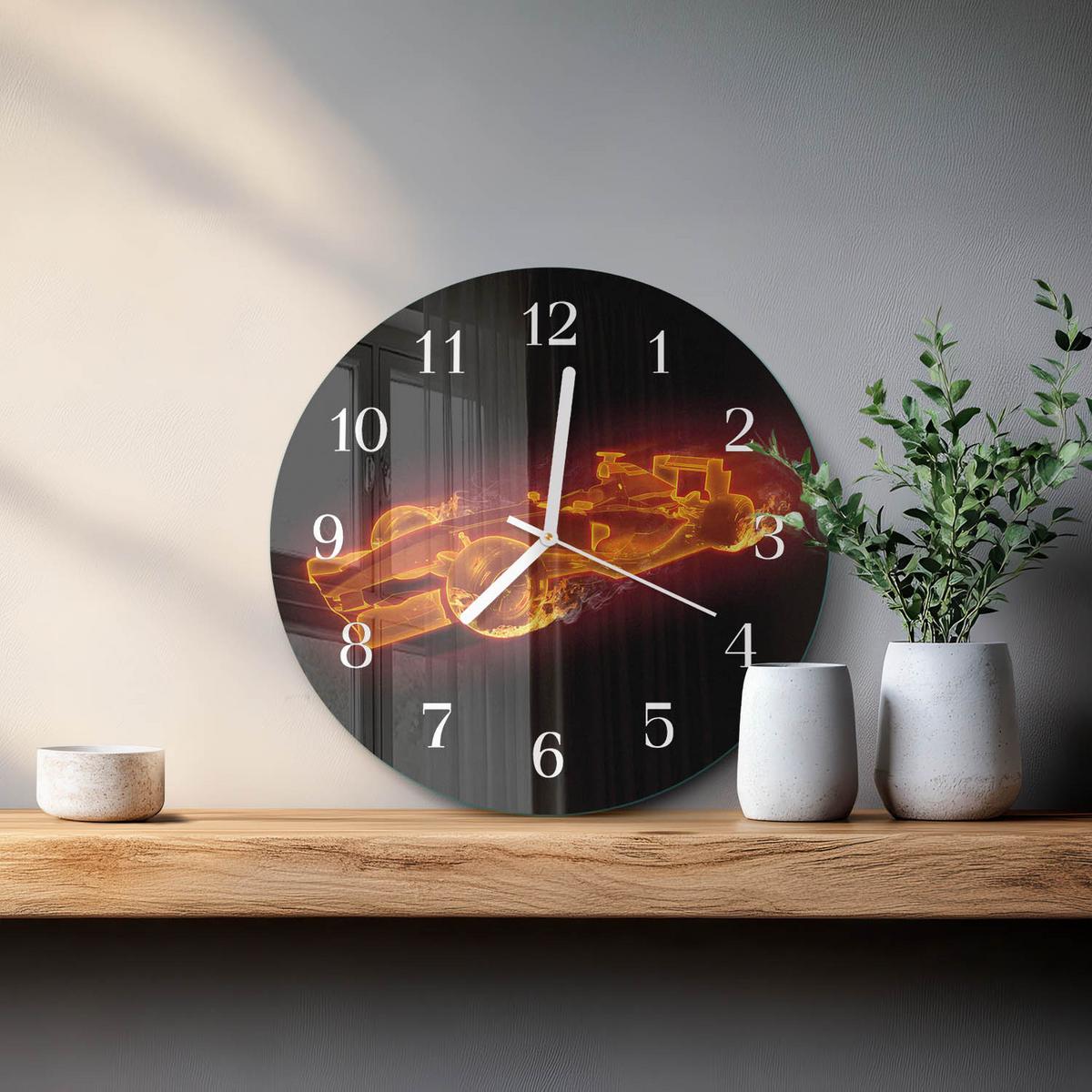 WANDUHR aus Glas Ø30 cm - Schrott - Orange, Glas (30/30/0.4cm) - TULUP