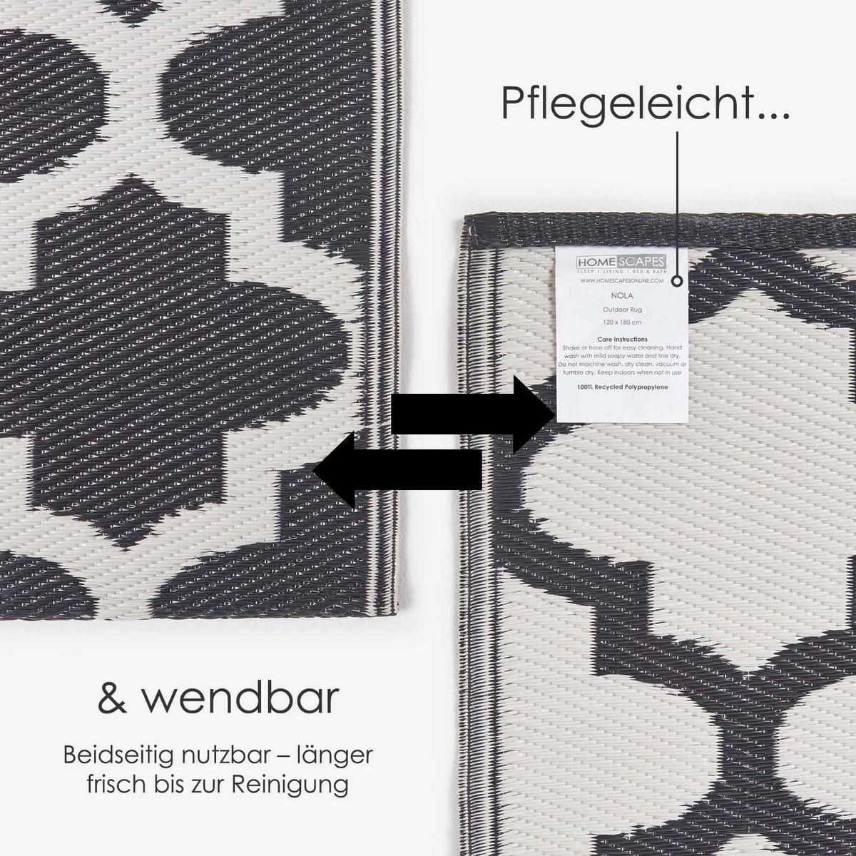 OUTDOORTEPPICH Nola, geometrisch gemustert 150/240 cm - Schwarz, Kunststoff (150/240cm) - Homescapes