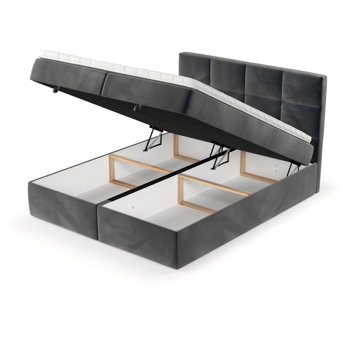 BOXBETT Velto 180/200 cm Anthrazit im Paros Stoff - Anthrazit/Schwarz, Holz/Holzwerkstoff (180/200cm) - AltaBeds