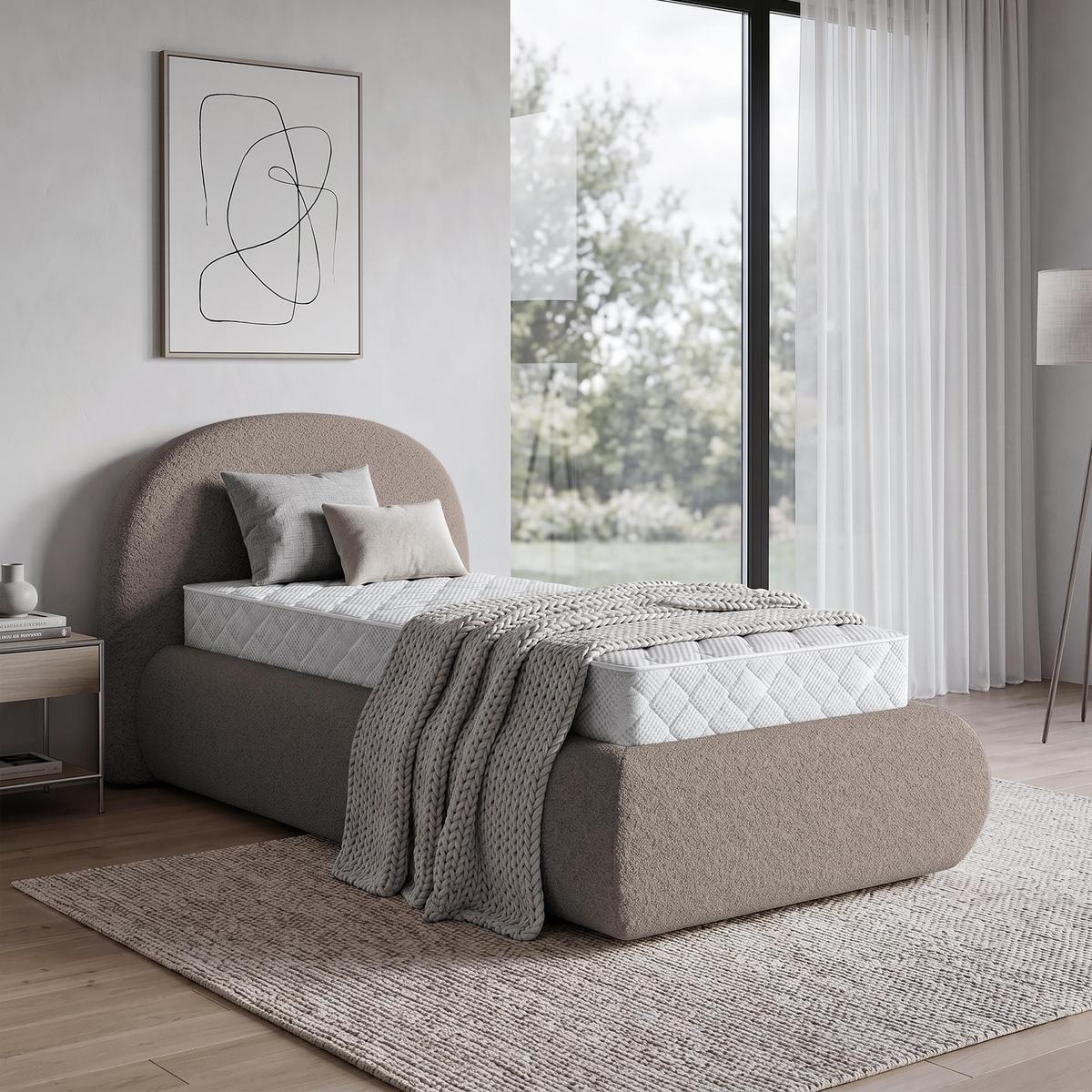 POLSTERBETT Motti 90x200, Einzelbett mit Bettkasten und Taschenfedernmatratze 20 cm, Cappuccino - Cappuccino, Holzwerkstoff (90/200cm) - Beautysofa