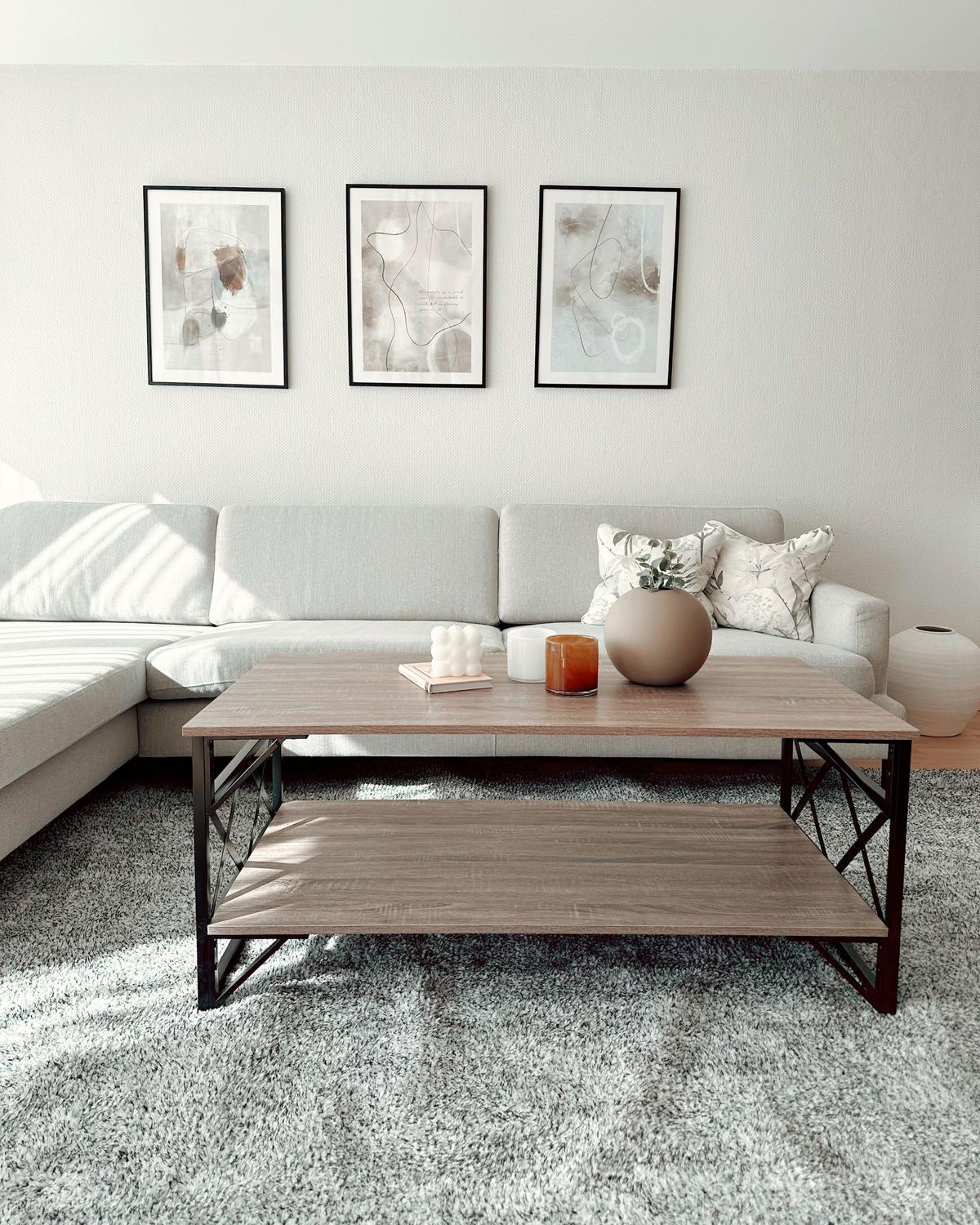 COUCHTISCH Holzoptik taupe rechteckig Bolton - Taupe/Schwarz, Holzwerkstoff (61/120/51cm) - Beliani