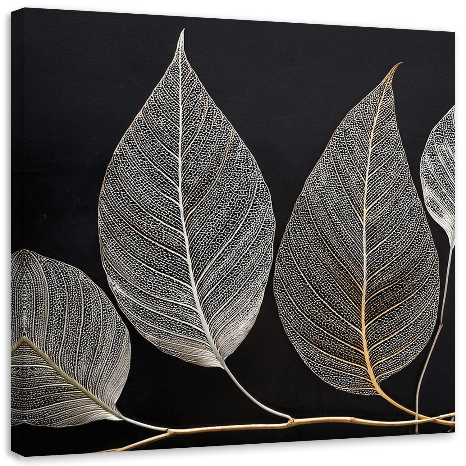LEINWANDBILD Minimalismus hinterlässt Zweig Glamour Silber 40x40cm - Silberfarben, Textil (40/40cm) - Feeby