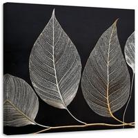 LEINWANDBILD Minimalismus hinterlässt Zweig Glamour Silber 30x30cm - Silberfarben, Textil (30/30cm) - Feeby