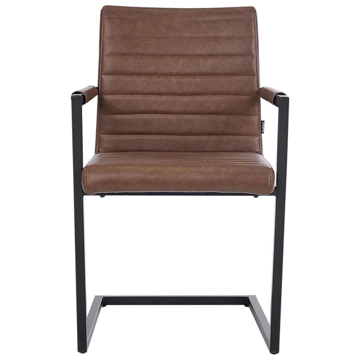 KONFERENZSTUHL 2er-Set Kunstleder Braun Buford - Braun, Kunststoff (52/87/54cm) - Beliani