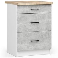 UNTERSCHRANK Weiß, Beton 85/60/46 - Hellgrau/Weiß, Holzwerkstoff (60/85/46cm) - RAUMHIRSCH FURNITURE