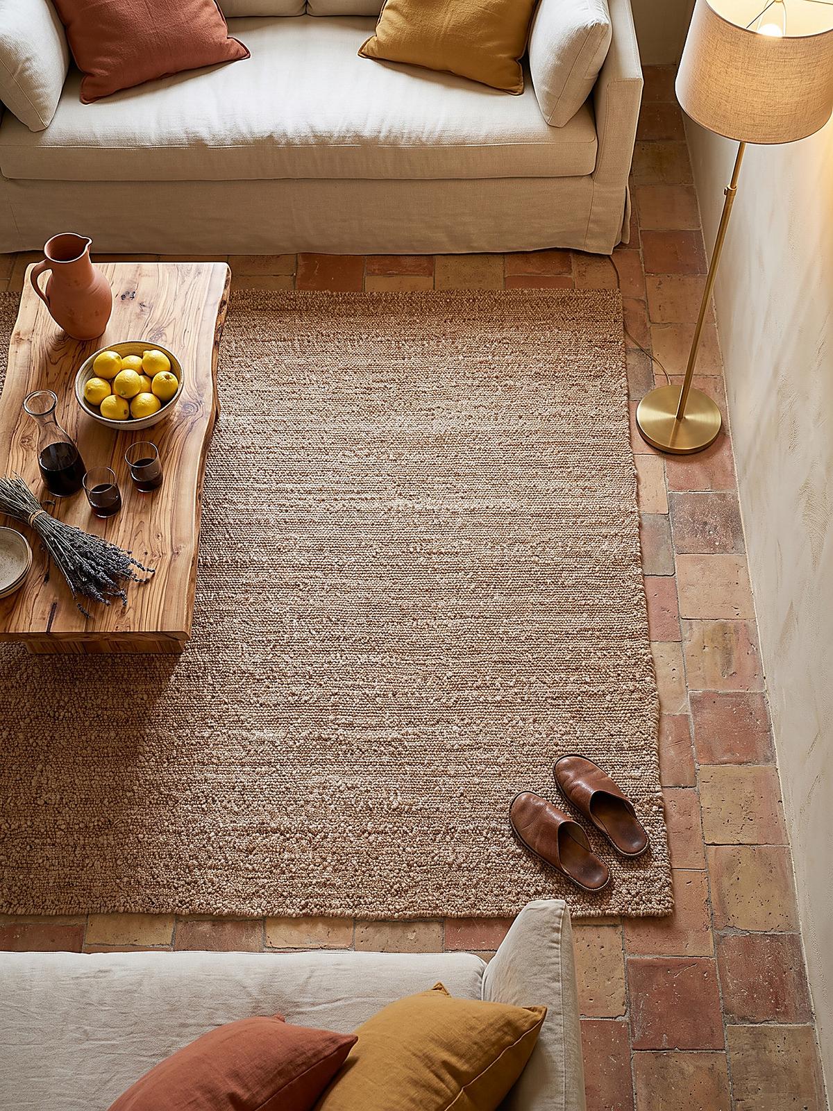 TEPPICH Kurzflor, handgewebt, GLAVEN, in Natur, Bouclé-Struktur, 200 x 290 cm - Beige, Textil (200/290cm) - KADIMA DESIGN