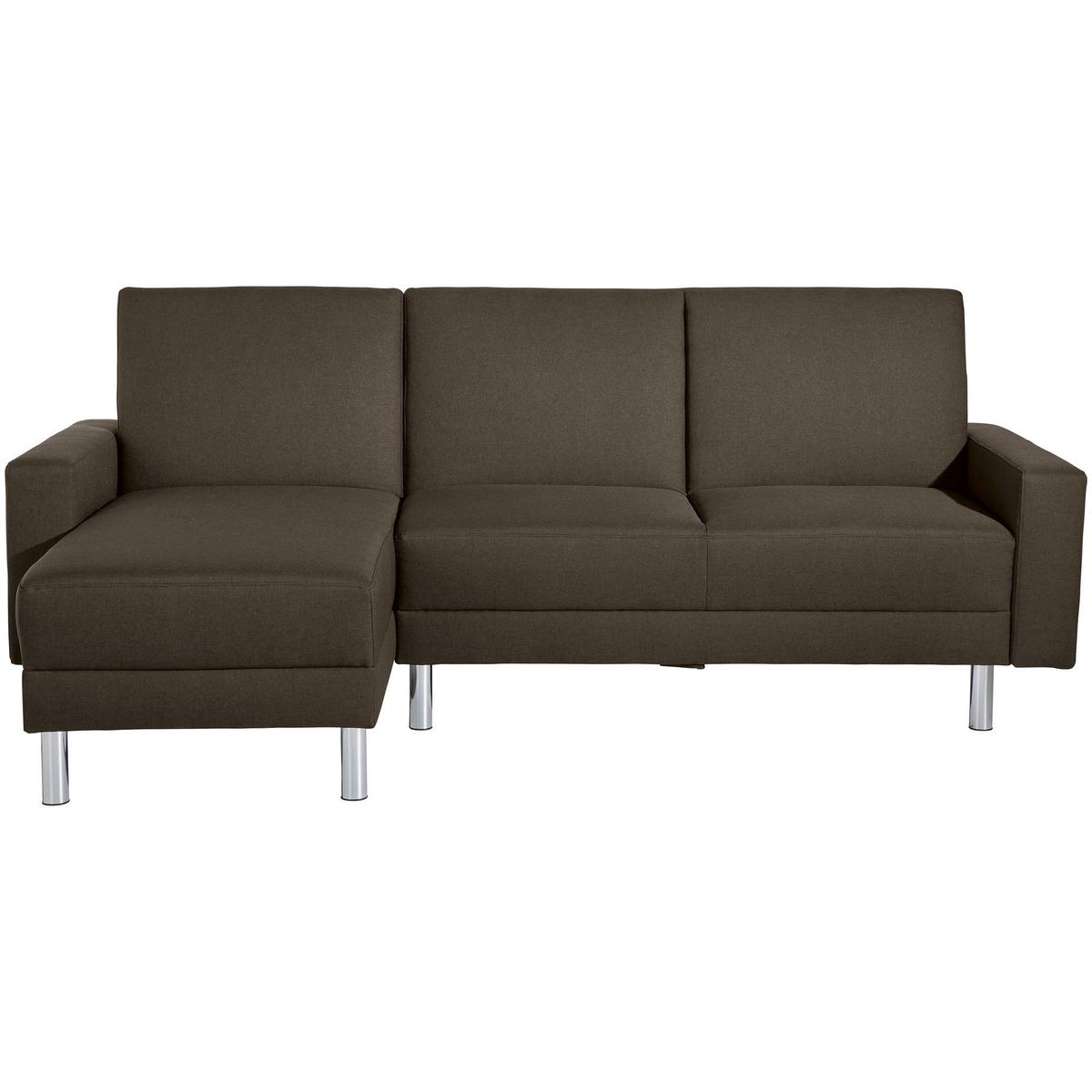 FUNKTIONSSOFA mit Hocker Katryna Flachgewebe braun - Braun, Kunststoff (144/92/230cm) - 58aufmkessel