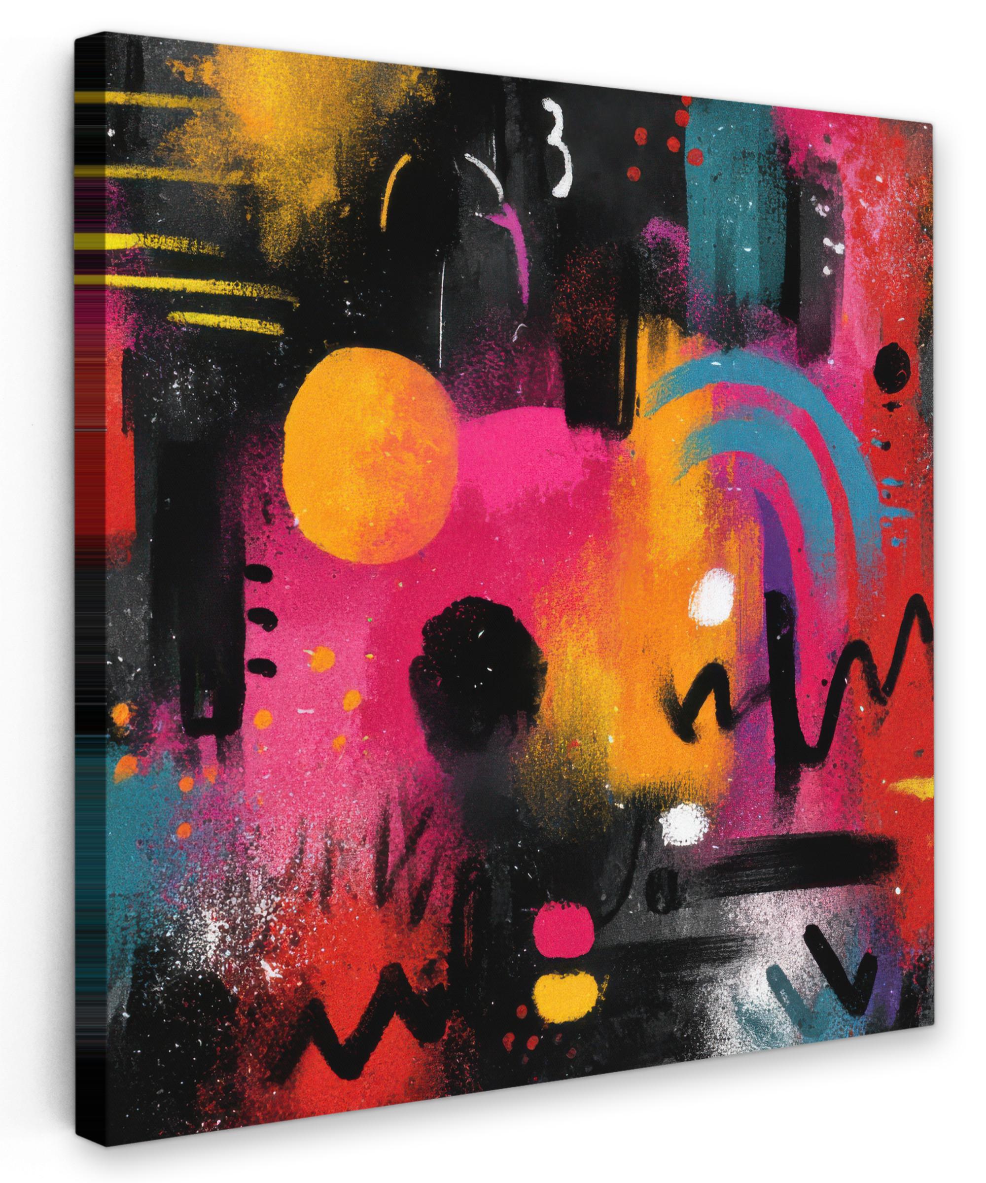LEINWANDBILD Farbflächen - Formen - Bunt - Abstrakt Wandbild Wohnzimmer 50x50 cm - Pink, Textil (50/50cm) - MuchoWow
