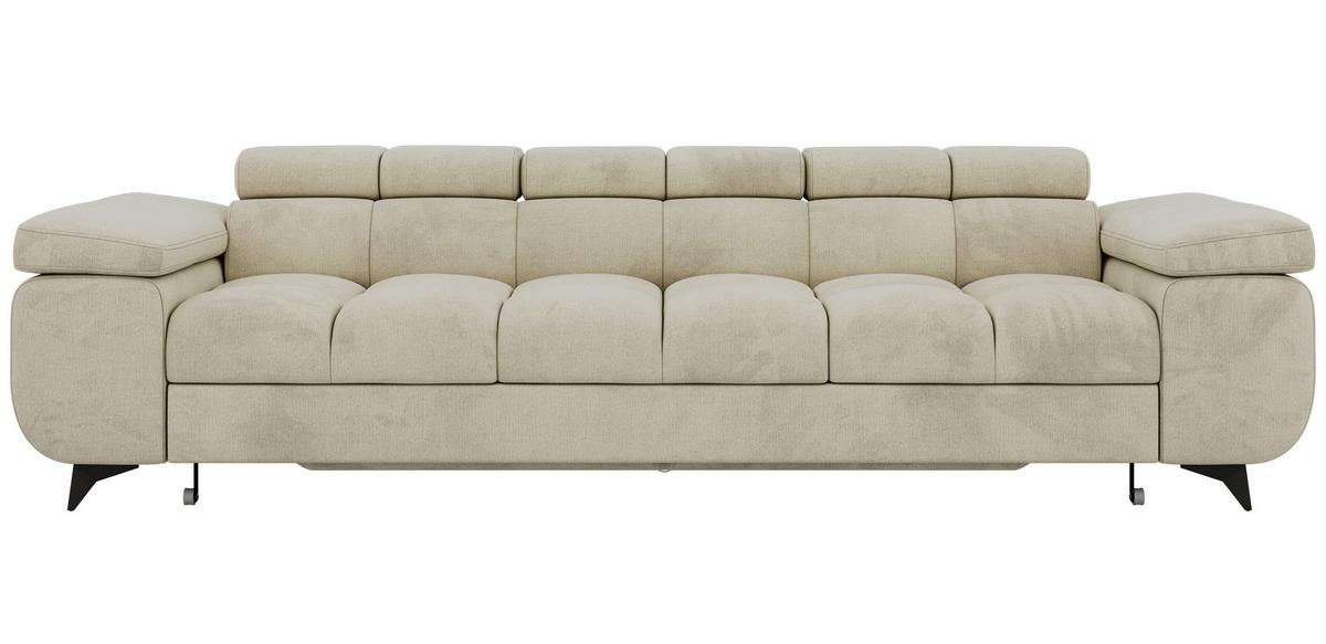 3-SITZER SOFA NIDELLO - Beige Velvet - Beige/Schwarz, Textil/Metall (260/70/97cm) - MKS