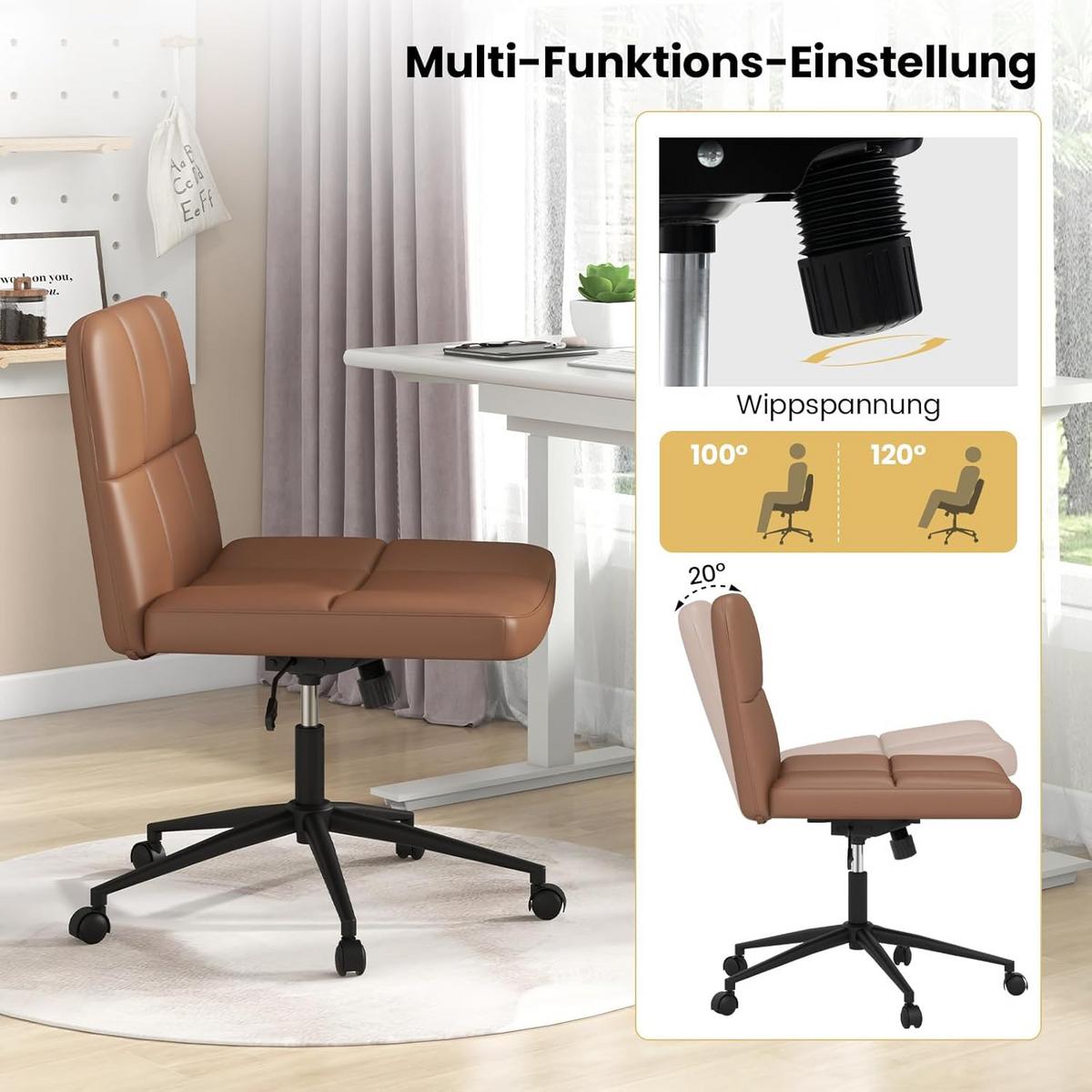 BÜROSTUHL Braun - Braun, Kunststoff (68/56/64cm) - COSTWAY