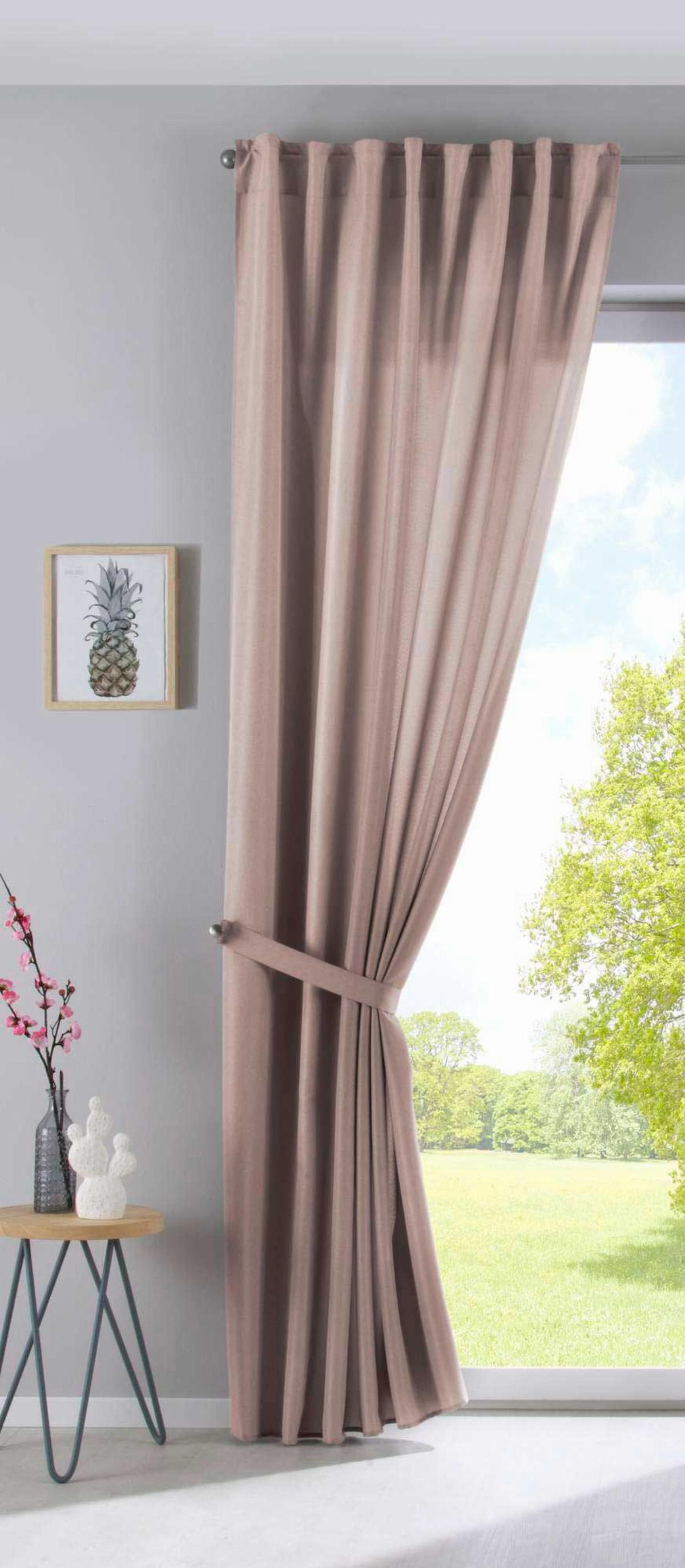 SCHLAUFENGARDINE 2ER SET »Jena« HxB 145x140 cm Taupe - Taupe, Textil (140/145cm) - Gardinenbox