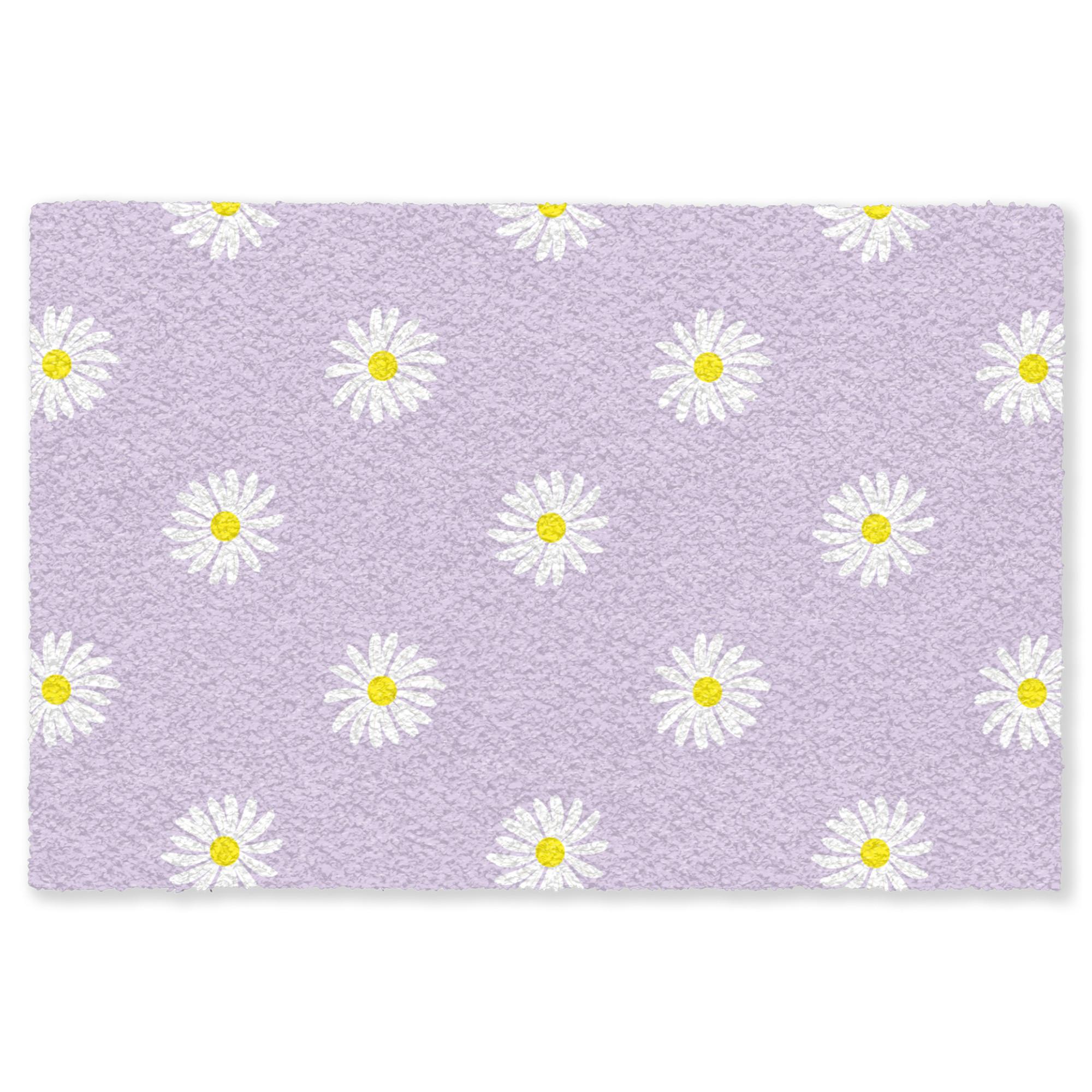 FUSSMATTE Gänseblümchen - Pastell - Weiß - Lila - Blumen Sauberlaufmatte 60x40 cm - Flieder, Kunststoff (60/0.4cm) - MuchoWow