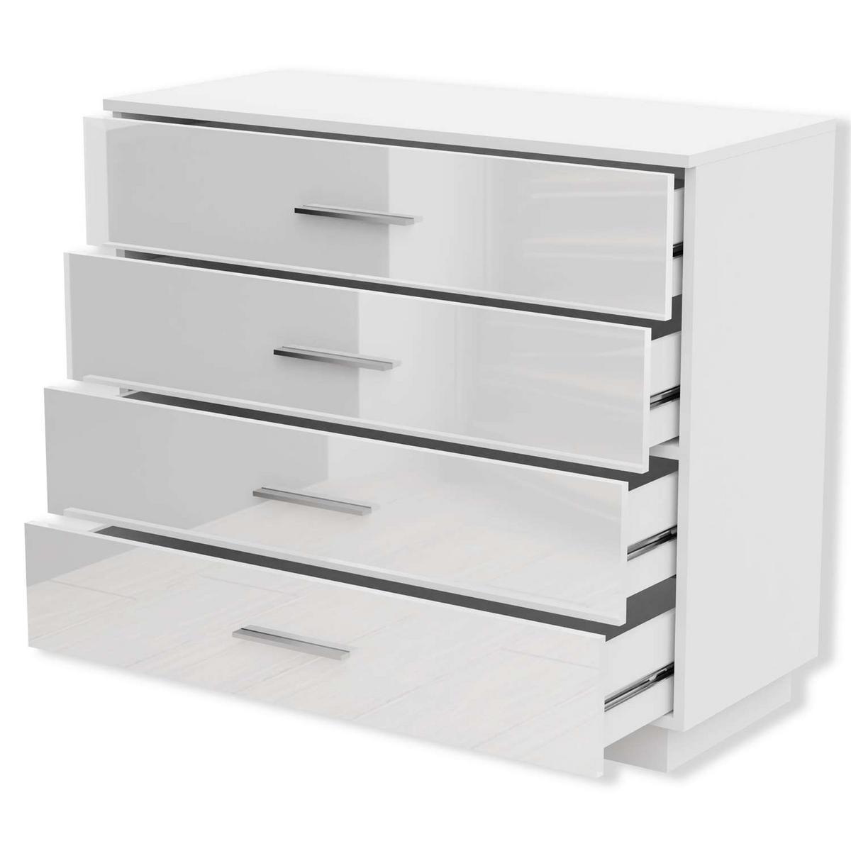 SIDEBOARD LINA mit Griffen Chrom LED - Weiß, Holzwerkstoff (95/84.5/40.6cm) - Lookway