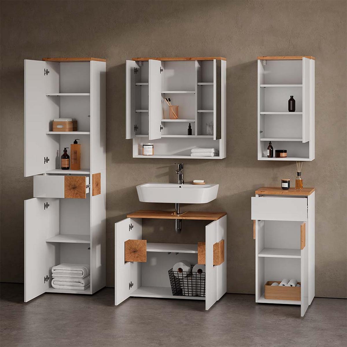 BADMÖBEL-SET Tanaro Weiß 5 Teile - Weiß, Holzwerkstoff (73/64/37cm) - Livinity®