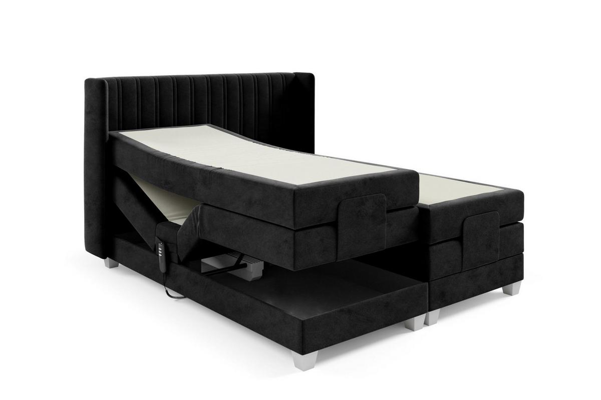 BOXSPRINGBETT Bett Elektrisch Magnus - Schwarz, Holzwerkstoff/Textil (180/200cm) - Fun Möbel