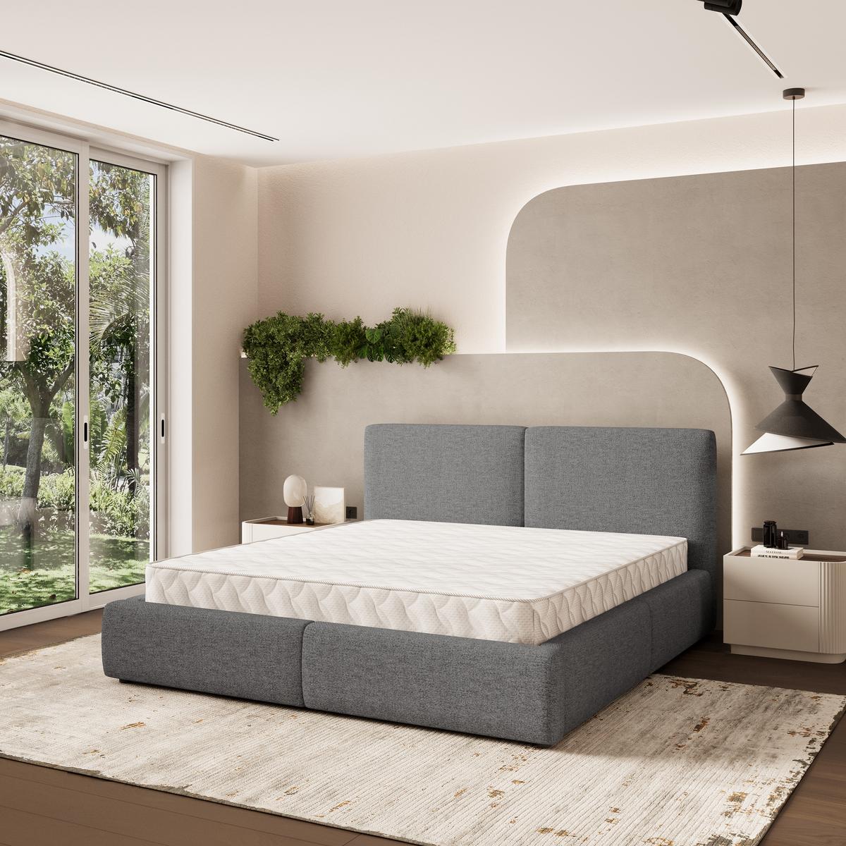 POLSTERBETT FELURO 180x200 cm mit Bettkästen - Grau - Grau, Holz (180/200cm) - MASSENO