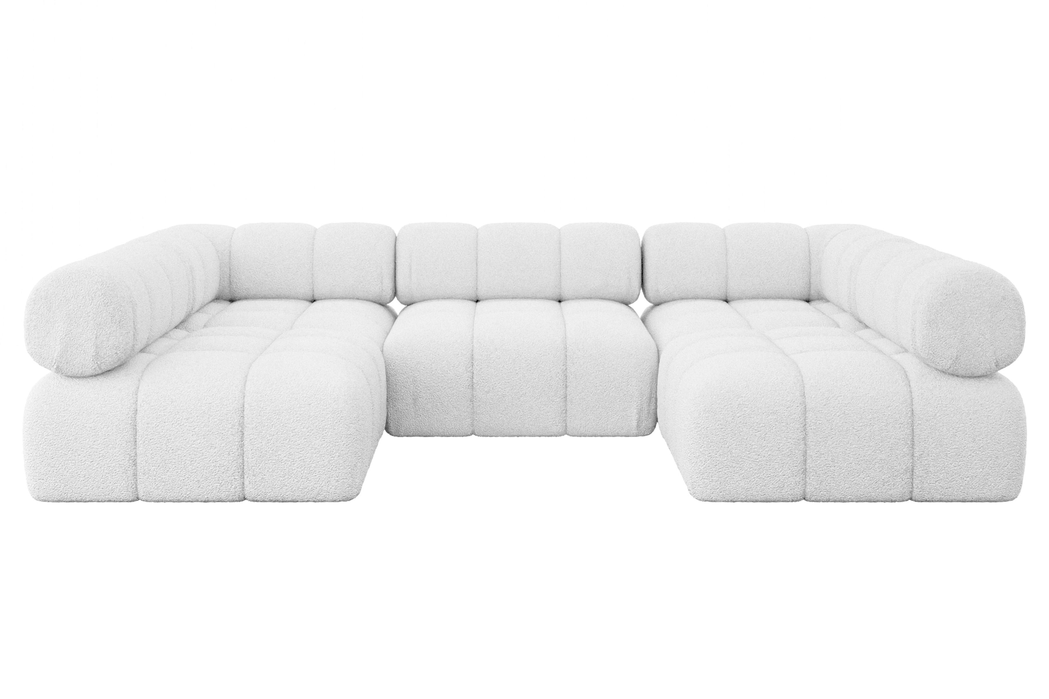 WOHNLANDSCHAFT modulares Sofa Garvo-U1 - 285x190x70 cm Weiß Bouclé - Weiß, Holzwerkstoff/Textil (285/70/190cm) - ALTDECOR