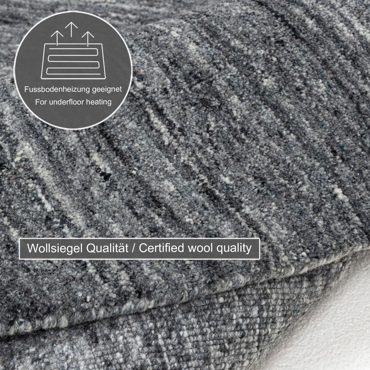 HANDWEBTEPPICH Pure 150x150 cm - Anthrazit, Textil (150/150cm) - THEKO