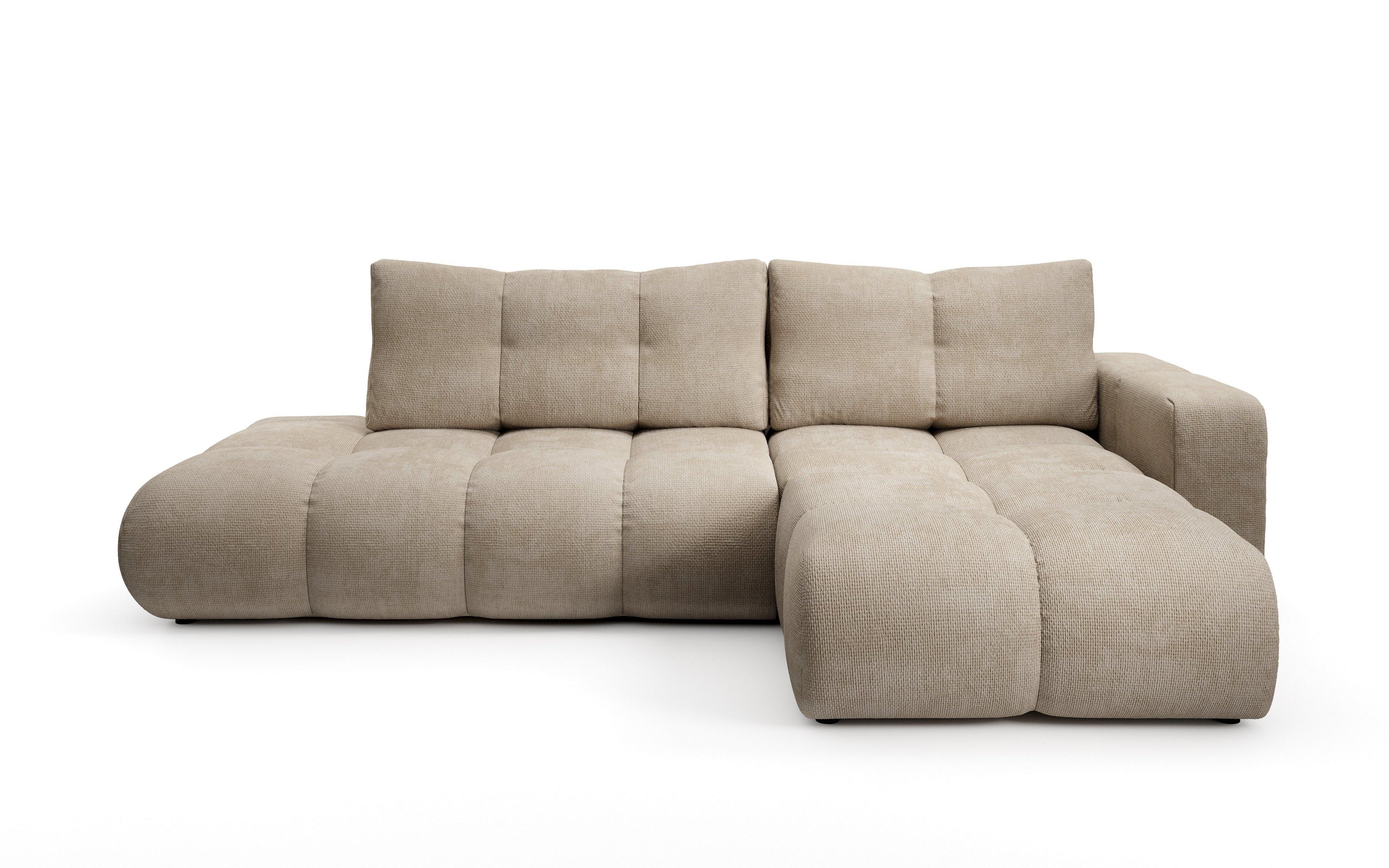 ECKSOFA DUCA R-S Beige Chenille mit Schlaffunktion - Sandfarben, Holz (266.5/266.5cm) - MASSENO