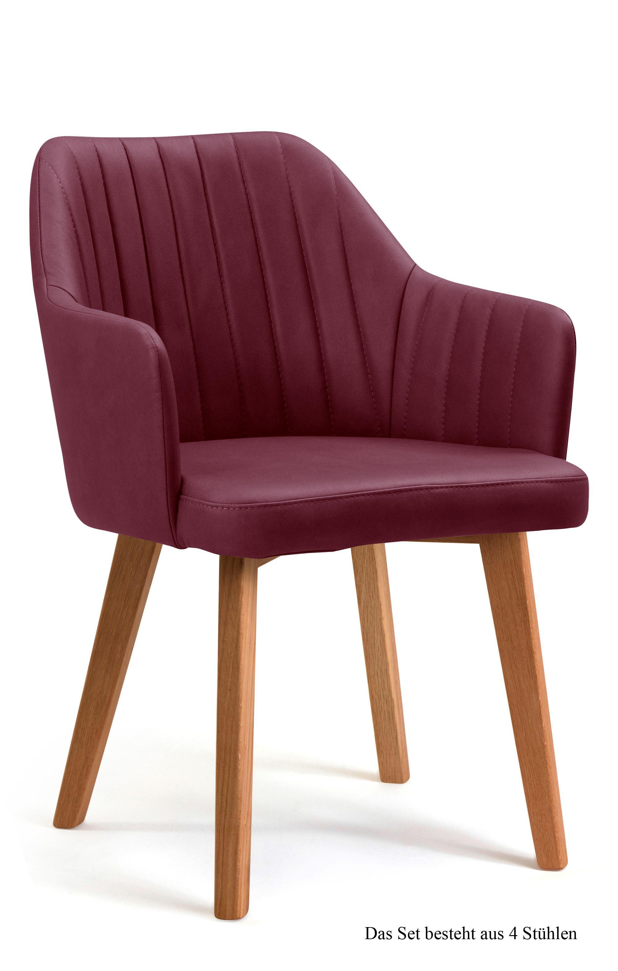 ARMLEHNSTUHL (4er-Set) Dasi 58x81x60 Eiche geölt/Marsala - Eichefarben/Brombeere, Kunststoff (60/81/58cm) - 58aufmkessel