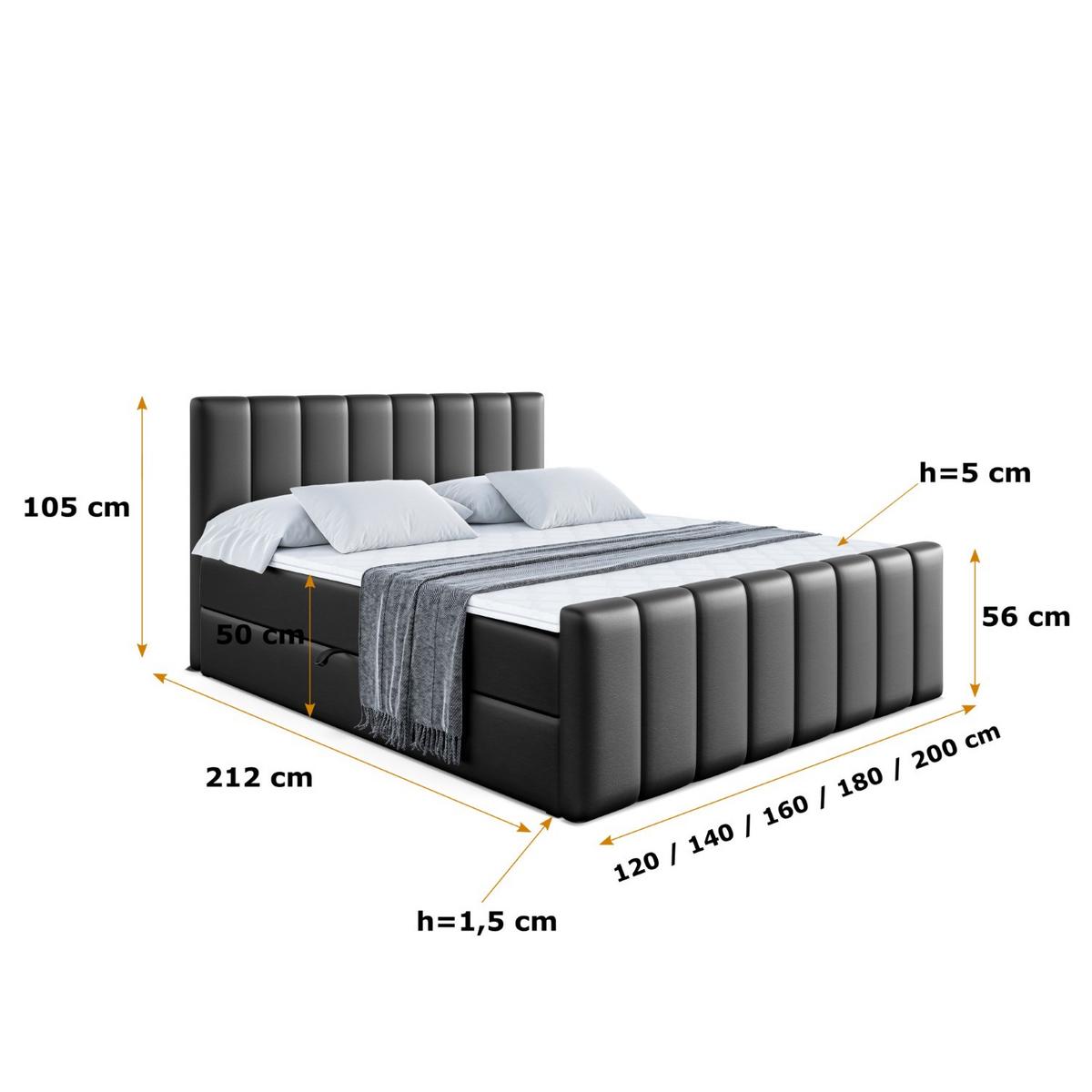 BOXBETT OTTA-Z - 200x200 cm - H3 - Schwarz Hochglanz - Schwarz Hochglanz, Holzwerkstoff (200/200cm) - ALTDECOR