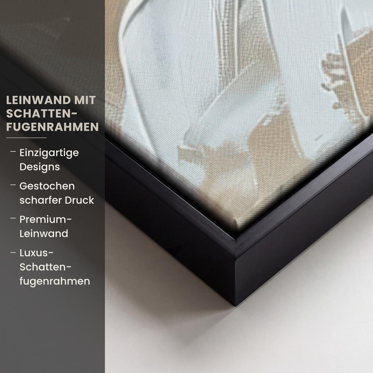 LEINWAND Bilder mit Rahmen - Frau - Farbe - Abstrakt - Beige - Modern - 60x90 - Sandfarben, Textil (60/90cm) - MuchoWow