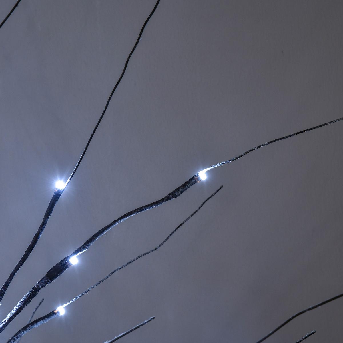 150 cm Kunstbaum, Birkenbaum mit 96 LED, Kunstschnee für Party, Braun - Braun, Kunststoff (22/150/22cm) - HOMCOM