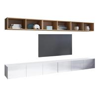 WOHNWAND Kossana 33 Modern Goldene Eiche/Weiß 300/68/43 cm Modern Style - Weiß, Holzwerkstoff/Kunststoff (300/68/43cm) - AX Living