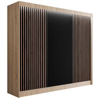 KLEIDERSCHRANK mit LED, Lamel-Schiebetüren VILANv2 - 250 cm Sonoma Eiche + Lamelle Eiche Wotan - Eiche Wotan/Sonoma Eiche, Holzwerkstoff (250/215/61cm) - ALTDECOR